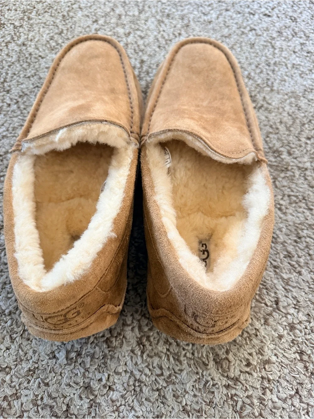 UGG Men’s Slip-On Suede Slippers in Chestnut Tan